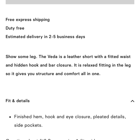 REFORMATION Veda Leather High Rise Short - Picture 5 of 14